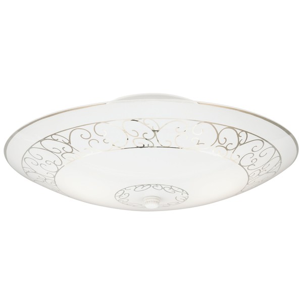 Westinghouse Lighting 6620600 Two-Light Semi-Flush-Mount Interior Ceiling Fixture, White Finish with White Scroll Design Glass, Round