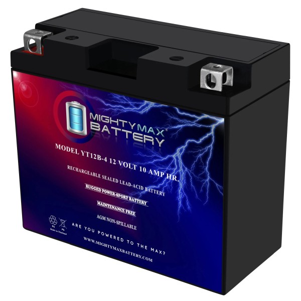 Mighty Max YT12B-4 12V 10Ah Battery Replacement for Yamaha V
