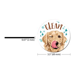 WIRESTER 3.5 inch Dishwasher Clean Dirty Flip Sign Double-Sided Decoration for Kitchen Dishwasher Washing Machine, Golden Retriever