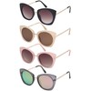 Edge I-Wear Fashion Cat Eye Sunglasses w/Flat Color Mirror Lens