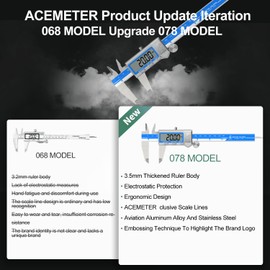 ACEMETER Digital Caliper 6 Inch Measuring Tool Stainless Steel Vernier Caliper Digital Micrometer with Large LCD Screen, Auto-Off Feature, Inch/Millimetre Conversion Measuring Tool Caliper (6 Inch)