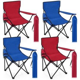 Anglechic 4 Pcs Folding Camping Chairs with Cupholder and Carry Bag Portable Lightweight Lawn Chairs with Mesh Side Pocket for Fishing Hiking Picnic Party Beach Outdoor Sports Activity (Elegant)