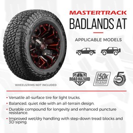 Mastertrack BADLANDS AT All Terrain LT285/75R16 10 Ply E 126S SUV Light Truck Tire + Road Hazard Warranty Included - 285/75/16(Tire Only)