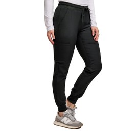 Green Town Scrubs for Women - Jogger Scrub Pant, Yoga Waistband, 4 Pockets, Stretch Fabric, Easy Care-Black-X-Large