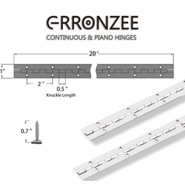 2PCS Piano Hinge 20" x 1" Stainless Steel Continuous & Piano Hinge Heavy Duty Piano Hinges, 0.04" Leaf Thickness, 0.5" Knuckle Length, Screw Included