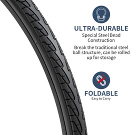 YUNSCM 2-PCS 27" Bike Tires 27x1 3/8 (37-630) Compatible with 27x1 3/8 27 x 1 3-8 Road Bike Bicycle Tires (Y-1287)