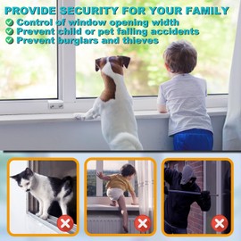 Sliding Window Locks (10 Sets), Security Window Locks with Keys, Adjustable Aluminum Sliding Window Stops, Easy Installation Without Drilling, for Vertical and Horizontal Sliding Windows (Silver)