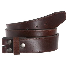 1 1/2" (40mm) Snap On Stitching-Edged Leather Belt Strap Size: XL 39-41 Color: Brown
