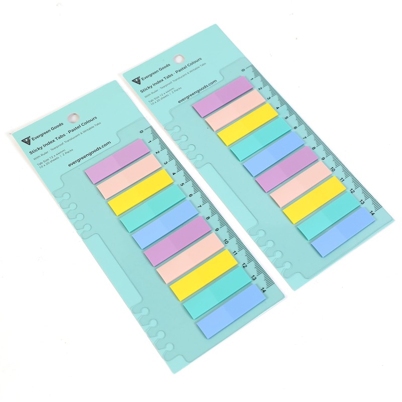 Evergreen Goods Sticky Index Tabs 2 Pack, 400 Sheets 10