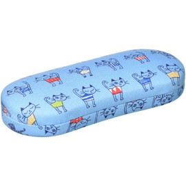 Pearl JT-73 092371 Eyeglass Case, Blue, Cat, Hard, Cat Pattern