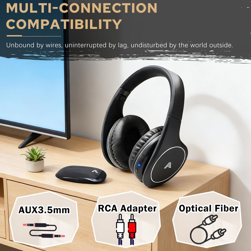 Ansee Wireless TV Headphones for Seniors & Hearing Impaired, Folding