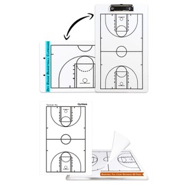 Oythiem Basketball Dry Erase Clipboard, Double-Sided Basketball Whiteboard for Coaches Making Tactical Strategy | Tear-off Basketball Full Court Notebook-60 Pages for Coach Recording Tactical Strategy