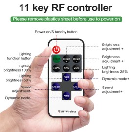 RGBZONE 2 Pack Mini RF LED Dimmer, Single Color Controller for 5050 3528 5630 Strip Lights, DC5V/DC12V/DC24V Single Channel LED Controller, 11-Keys RF Wireless Remote Control