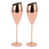 2pcs Copper Champagne Flutes Set Sturdy Thick Bottom Stainless Steel