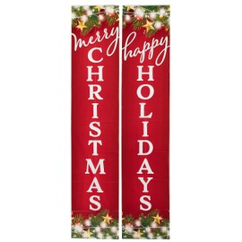 Fun Express Dazzling Assorted Christmas Pillar Buntings - 14.5" x 72" (Pack of 2) - Festive & Durable Design - Ideal Holiday Decor