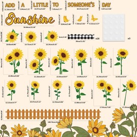 Jacyan Sunflower Bulletin Board Decoration Spring Cutout Set with Butterflies Fences Bulletin Cardboard Spring Motivational Sayings Cutouts for Classroom Window Wall Door Home Office Nursery School Decor