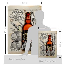 Breeze Decor Craft Beer Garden House Flag Kit Beverages Happy Hour Game Pong Party Ale Lager Decoration Banner Small Yard Gift Double-Sided, Made in USA