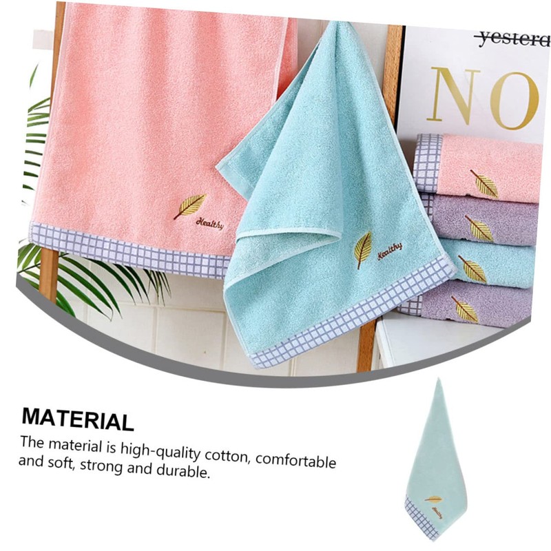 Beavorty Thick Soft Cotton Face Towel Embroidered Leaf Bath Towel