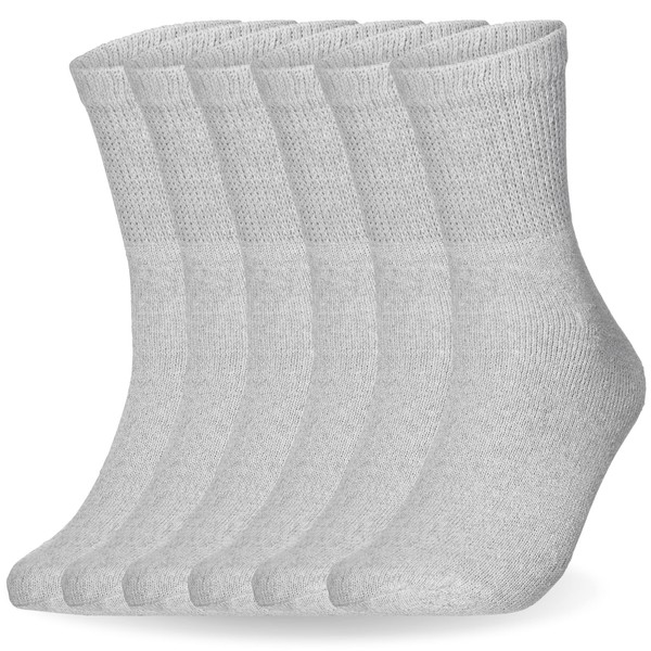 Special Essentials 6 pares de calcetines de algodón para diabéticos, sin ataduras con parte superior extra ancha, para hombres y mujeres, Gris, X-Large
