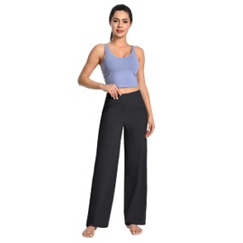 BUBBLELIME 29"/31"/33"/35"/37" Women's Wide Legs Yoga Pants Loose Lounge Sweatpants - Wide Legs_Black M_29" Inseam