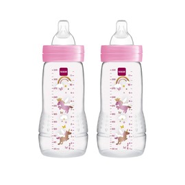 MAM Easy Active Baby Bottle, Easy Switch Between Breast and Bottle, Easy to Clean, 4+ Months, Girl