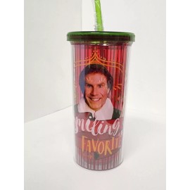 Elf Christmas Travel Cup Smiling My Favorite Red Green Straw Will Ferrell Gift