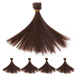 EXCEART Pack of 5 Doll Hair for Crafts Doll Wefts Wig Dolls 15 cm Long Straight Hair Wigs Dolls Heat Resistant Straight Synthetic Hair for Dolls Hair DIY Coffee