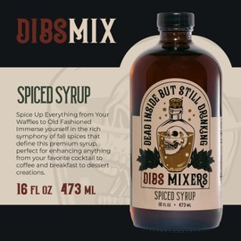 Dibs Mixers Spiced Syrup - Fall Spice Syrup for Cocktails, Coffee, Pancakes & Desserts - With Cinnamon, Star Anise, Clove, Nutmeg, Orange Oil & Tea Extracts - Veteran-Owned, Bartender-Crafted - 16oz