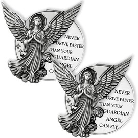 Meliatomia Guardian Angel Visor Clip for Car,Never Drive Faster Clip 2.95 Inch, Drive Safe Inspirational Gifts for Women Men (2pcs Guadian Angel Pouch Pack)