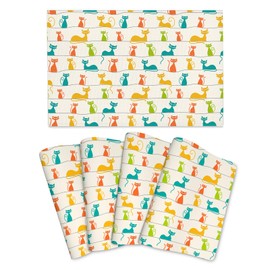 Mid Century Modern Cats Placemats Set of 4, Linen 12"x18" Cute Place Table Mat Washable Heat Resistant for Kitchen Dining Holiday Party Home Decor