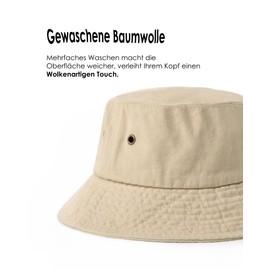 FURTALK Unisex Fishing Hat Cotton Bucket Hat Adjustable Sun Hat for Men and Women, Light khaki