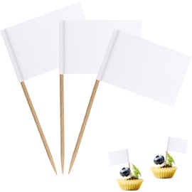 Blank Toothpick Flag Small Mini Labeling Marking DIY Stick Flags for Cocktail Fruit Cupcakes Toppers Food Decorations,100 Pack(White)