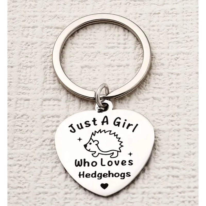 Hedgehog Keyring Hedgehog Keychain Silver Hedgehog Gift Just A Girl