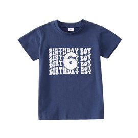CM C&M WODRO Birthday Boy Shirt Toddler Outfit 2 3 4 5 6 Year Old Birthday Party T-Shirt 2nd 3rd 4th 5th 6th Birthday Gift (Blue+White, 6 Years)
