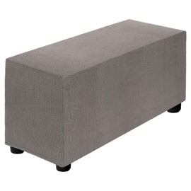 sourcing map Stretch Ottoman Cover Rectangular Oversized Square Ottoman Slipcover with Elastic for Foot Stool Living Room Bedroom Fit Length 83-101cm / 33"-40", Medium, Taupe