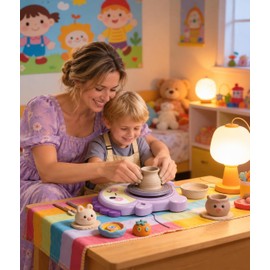 Kids Pottery Wheel with Clay, Arts and Crafts Kit for Girls Boys Age 6-14