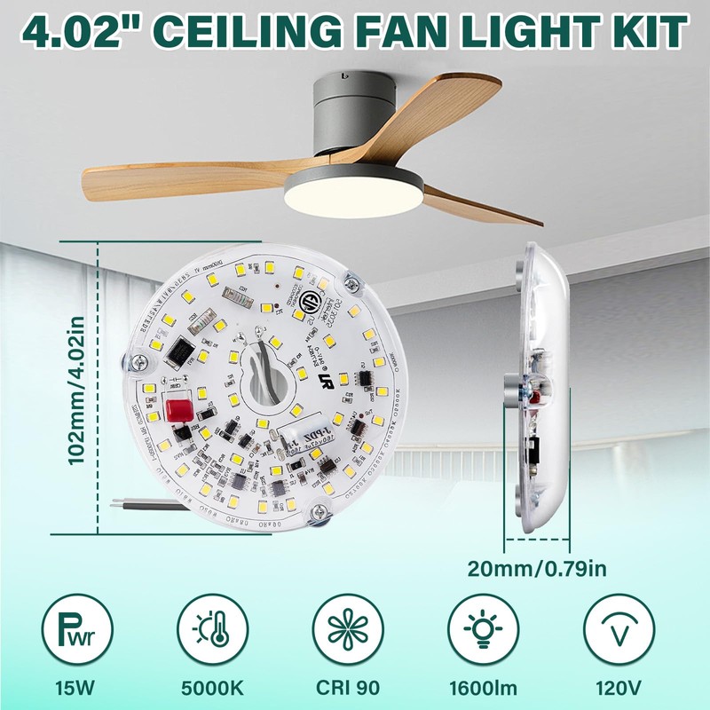 Lamptobe 4 Inch Ceiling Fan LED Light Replacement 2-Pack, 15W