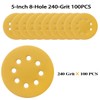 POTUINOM 100PCS 5 Inch 8 Hole Sanding Discs 240 Grit,Gold