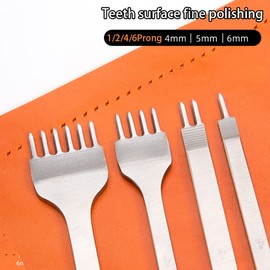 WUTA 1st Generation Leather Craft Rhombus Perforated Upgrade Leather Craft Tools 4 Piece Steel Drilling Tool Set for Leather Craft DIY Handmade Tools (0.1 inch (4 mm) 1+2 + 4+6