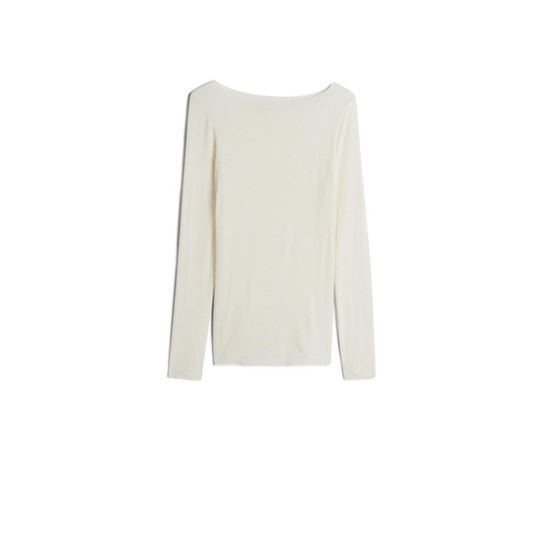 Intimissimi Woman's Boat Neck Modal Cashmere Ultralight Top in Ivory,
