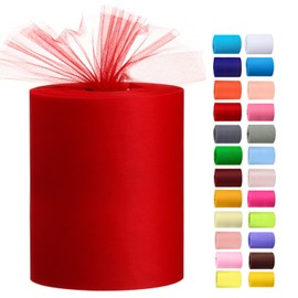 Tulle Rolls 6” by 100 Yards (300 feet) Tulle Roll Spool Fabric for DIY Tutu Skirts Wedding Baby Shower Crafts Decorations Party Supplies (Red)