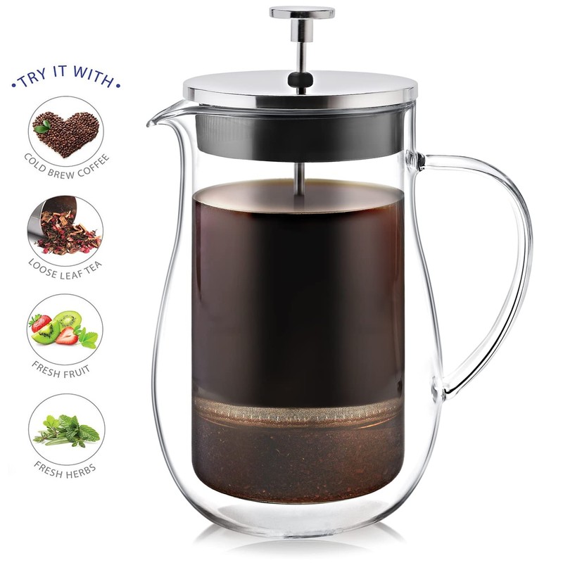 Teabloom Louvre Insulated Glass Tea Press - 34 OZ (4