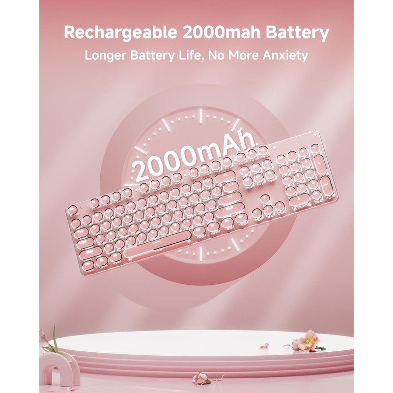 SEUNKWANG EWEADN TK950 Typewriter Keyboard Wireless Mechanical Keyboard, 104 Keys