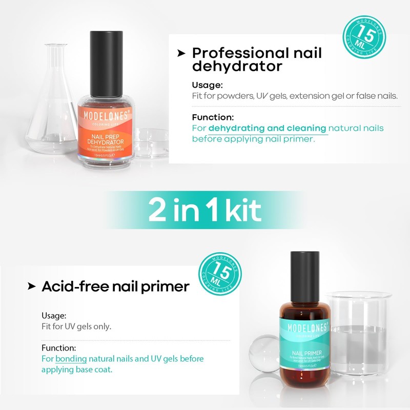 modelones 15 ml Nail Dehydrator and Primer, Acid Free Base