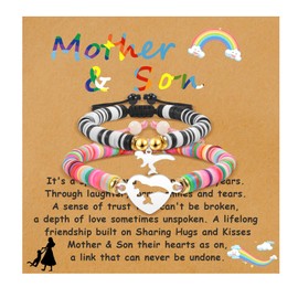 BOCHOI Mommy and Me Bracelets Mother and Son Matching Dinosaur Bracelets Wish Set Back to School Gifts First Day of School Bracelets for Boys Christmas Birthday Graduation Gifts Black