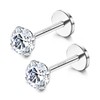 JIAINUS 2 PCS 925 Solid Silver Flat Back Studs Earrings