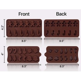 4PCS Christmas Chocolate Candy Silicone Molds - Baking Ice Trays Xmas Holiday Party Supplies