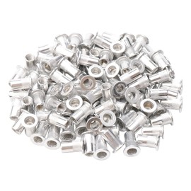 Rowiz 100 PCS M5 5mm Flat Head Aluminum Rivet Nut Blind Insert Nut Knurled Steel Head Nutserts Assortment with Internal Threads, Silver