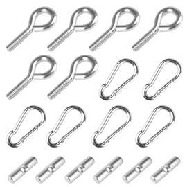 YiJiuBa Stopper for Piping Rail, Pack of 6 Stainless Steel Piping Stoppers with 6 Carabiners, Piping Rail Accessories for Caravan, Motorhome, Campervan, Camping, Tent, Boat