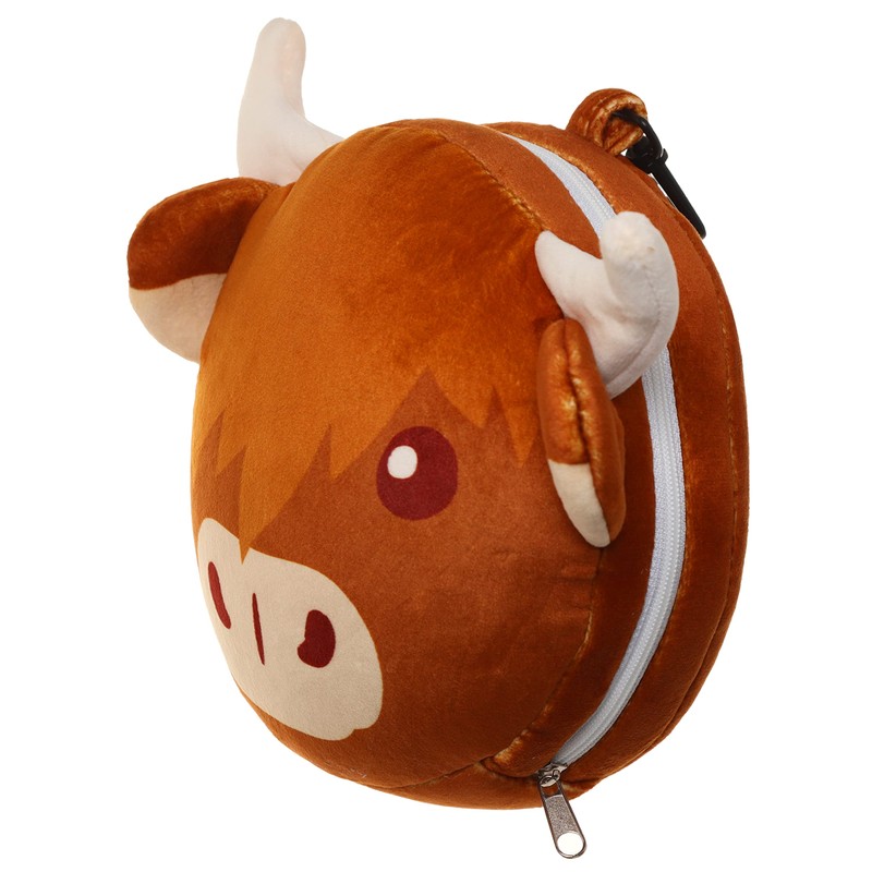 Puckator Relaxeazzz Highland Coo Cow Round Plush Travel Pillow &
